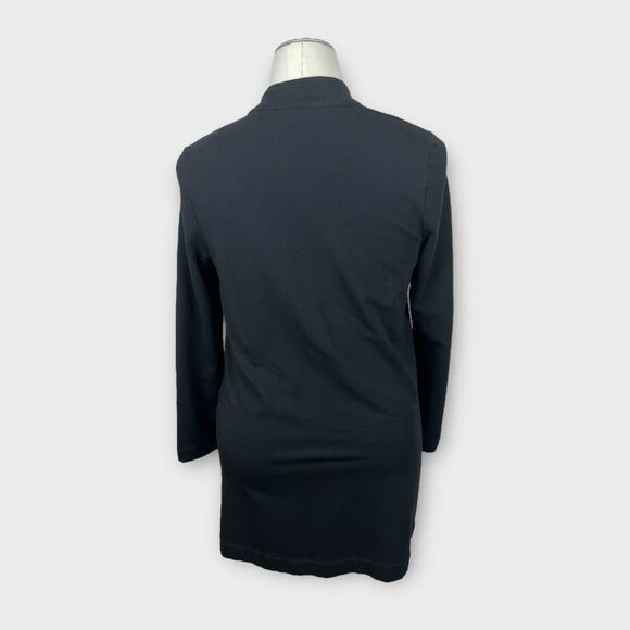 Purejill Black Pima Cotton Modal Stretch Longline Snap Closure Jacket Medium - Picture 3 of 9